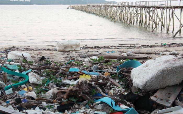 Bãi biển Cô Tô thơ mộng bị rác thải đại dương bao vây tứ bề